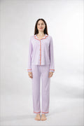 THE DREAM CAPSULE (TECHNOLOGY  INFUSED PJs) - Lilac PJ Set With Burnt Orange Piping (Pre-Order)