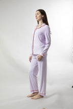 THE DREAM CAPSULE (TECHNOLOGY  INFUSED PJs) - Lilac PJ Set With Burnt Orange Piping (Pre-Order)