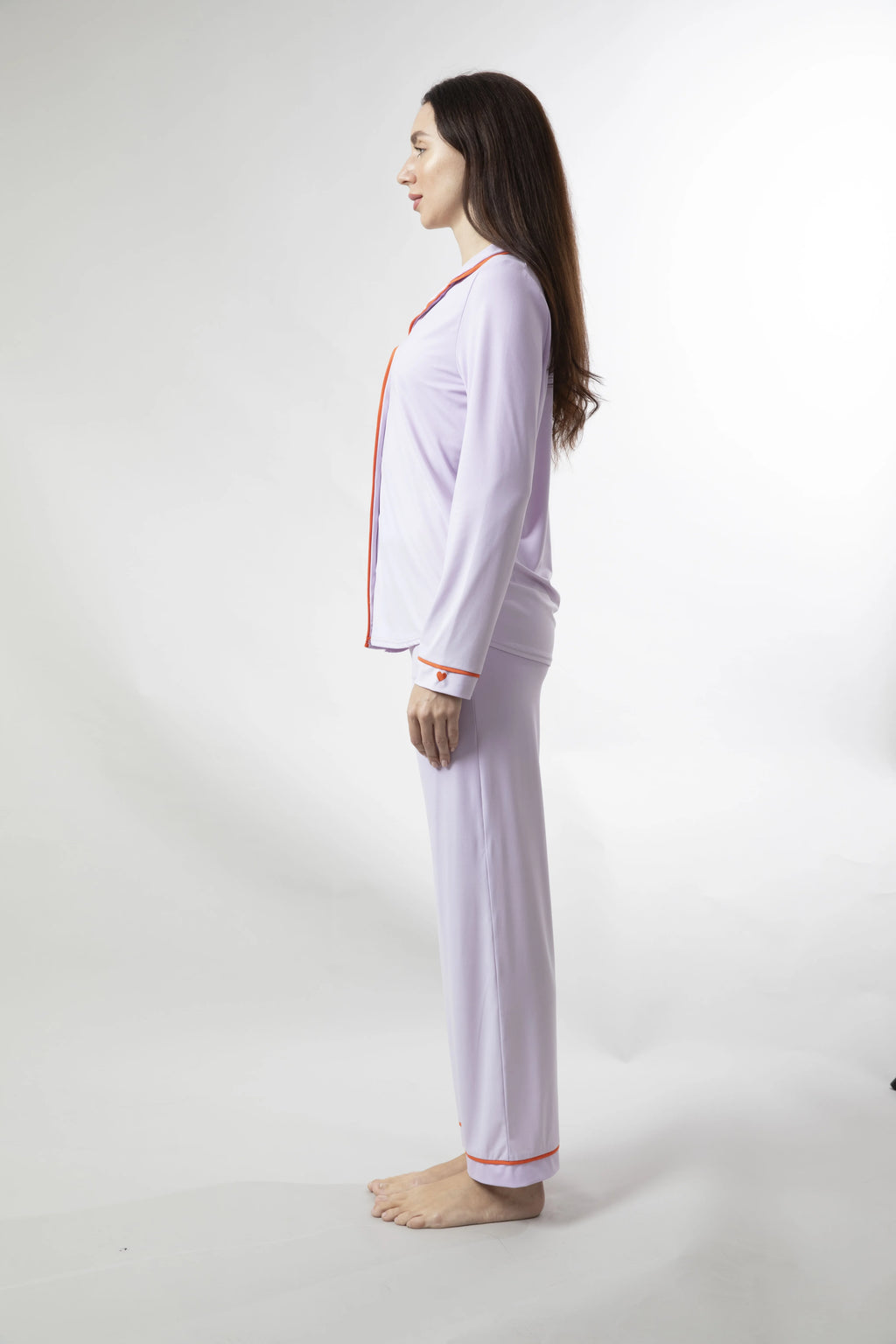 THE DREAM CAPSULE (TECHNOLOGY  INFUSED PJs) - Lilac PJ Set With Burnt Orange Piping (Pre-Order)