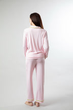 Pillow Talk - Baby Pink PJ Set with Pistachio Piping
